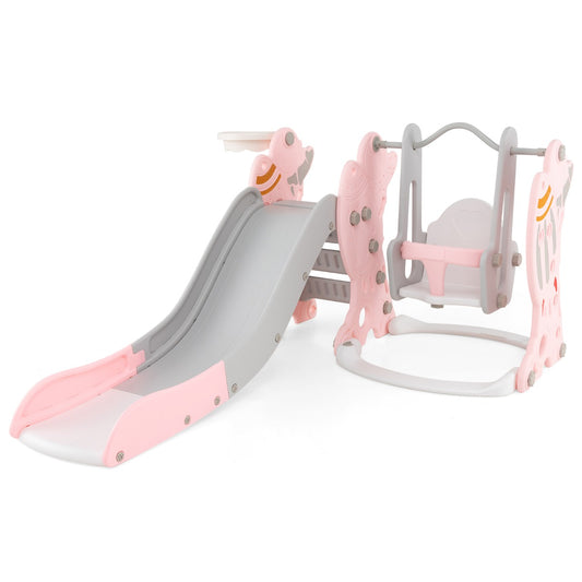 Versatile 4-in-1 toddler playset in pink for indoor/outdoor fun, ideal for kids 18+ months.