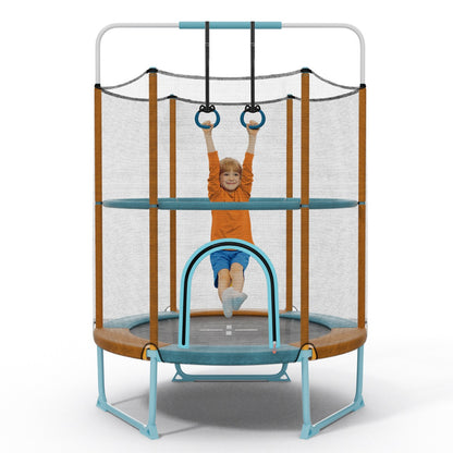 Orange Toddler Trampoline with Gymnastic Bar & Rings | 3-in-1