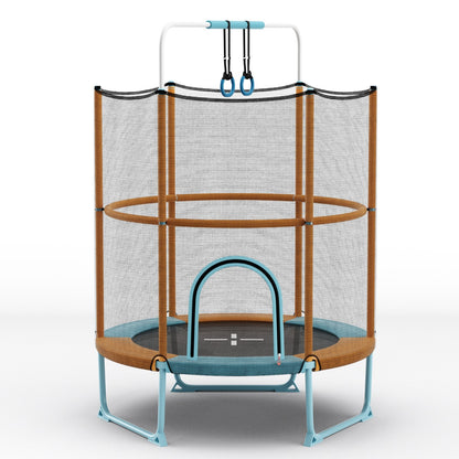 Orange Toddler Trampoline with Gymnastic Bar & Rings | 3-in-1