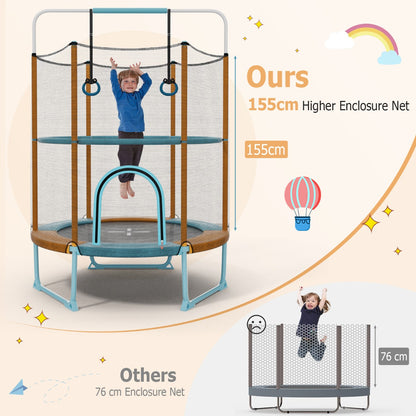 Orange Toddler Trampoline with Gymnastic Bar & Rings | 3-in-1