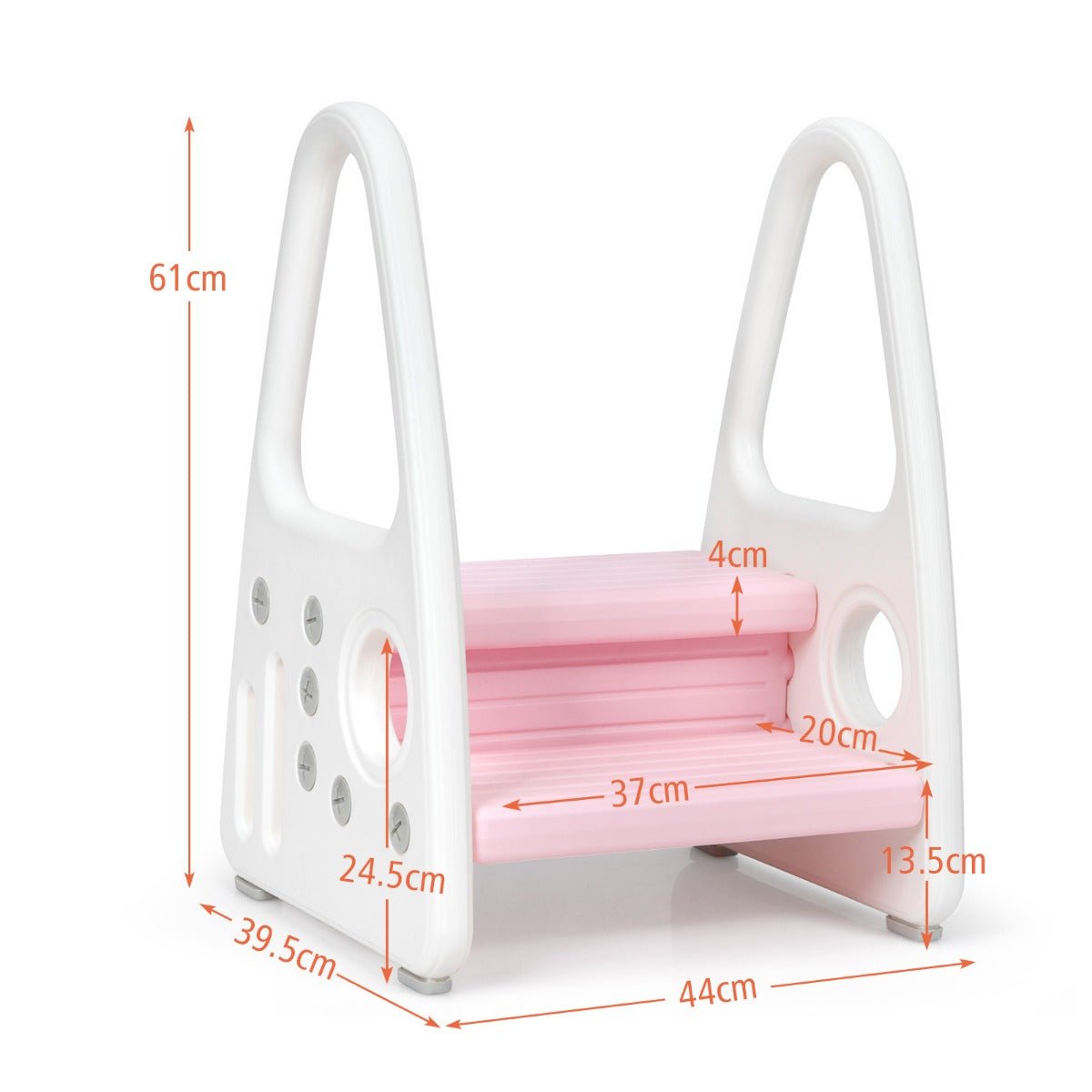 Pink toddler step stool with anti-slip surface, ideal for safe and stable access.