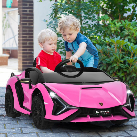 Kids Electric Lamborghini Ride-On Car with Remote Control & LED Lights for home fun.