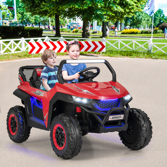 12V Electric 2-Seater UTV Ride-On Car with Remote Control for kids at home.