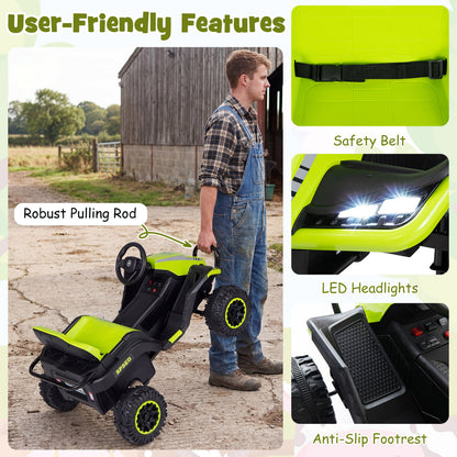 Green Ride On Tractor With Trailer | 24V Kids Electric Vehicle