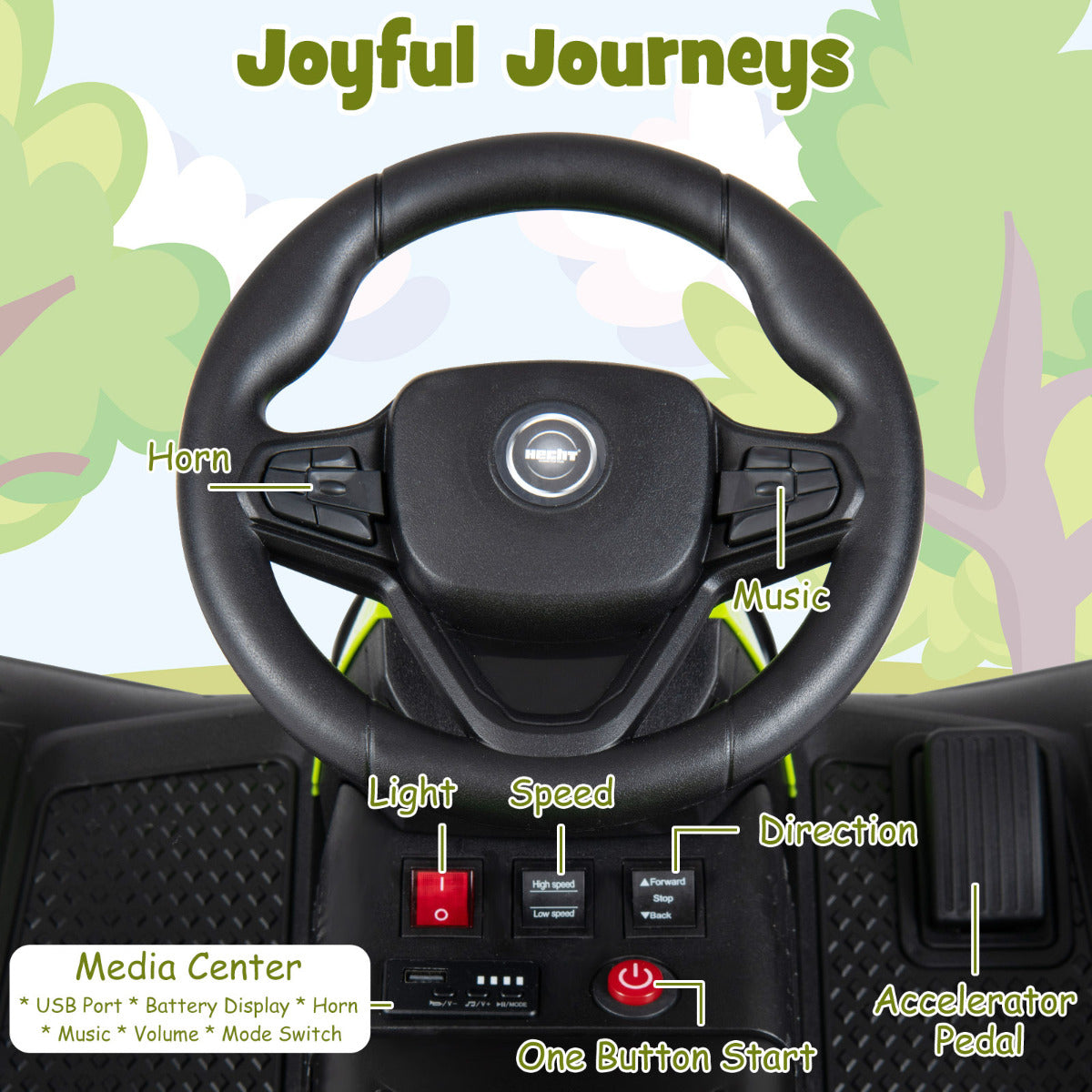 Green Ride On Tractor With Trailer | 24V Kids Electric Vehicle