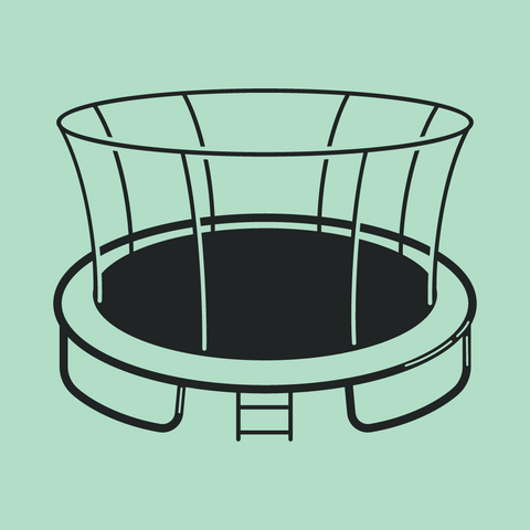 Round trampoline with a safety net enclosure