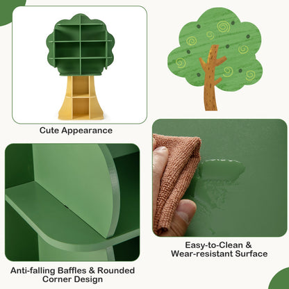 Green Tree Kids Bookshelf | Open Shelves With Anti-Tip Design