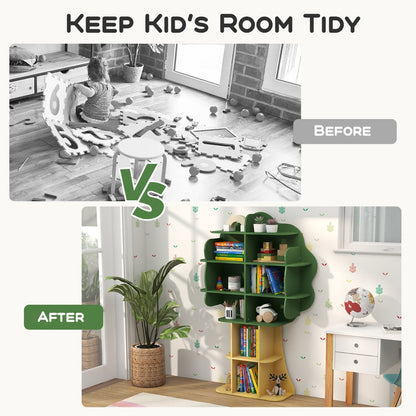 Green Tree Kids Bookshelf | Open Shelves With Anti-Tip Design