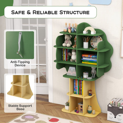 Green Tree Kids Bookshelf | Open Shelves With Anti-Tip Design