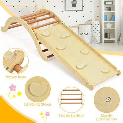 Kids climbing ladder and reversible ramp set for active play indoors and outdoors.