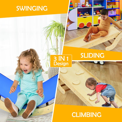 Kids climbing ladder and reversible ramp set for active indoor/outdoor play, enhancing fun and fitness.