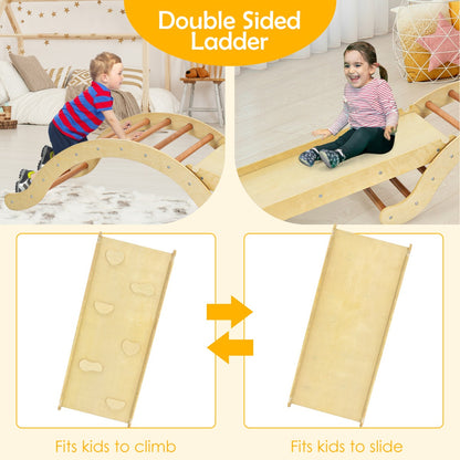 Kids climbing ladder and reversible ramp for active play indoors and outdoors.