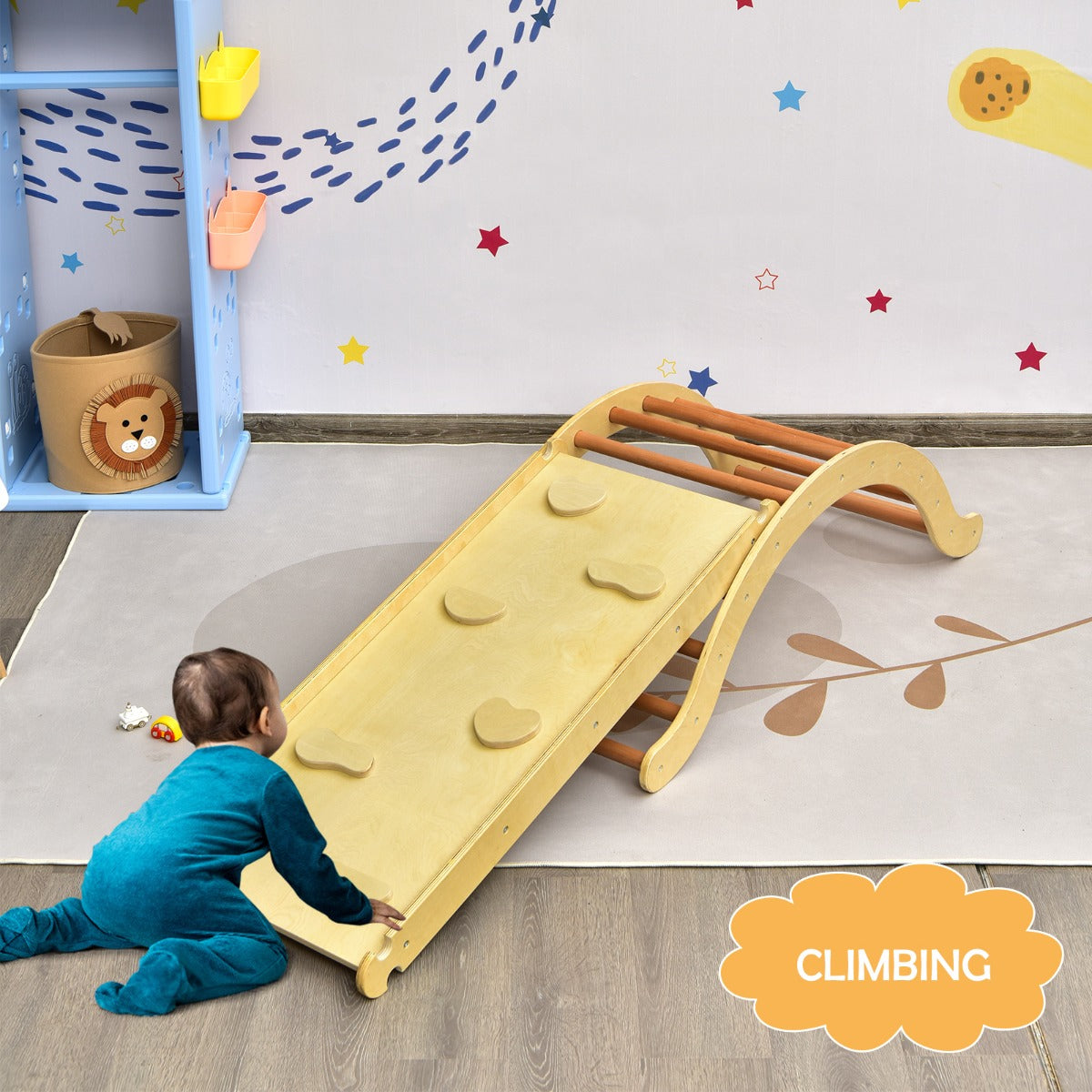 Kids Climbing Ladder and Reversible Ramp Set for Active Play - Indoor/Outdoor Fun Solution