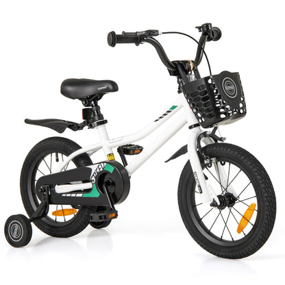 Costway Children Training Bicycle with Handbrake and Coaster Brake-Cream White-14 inches