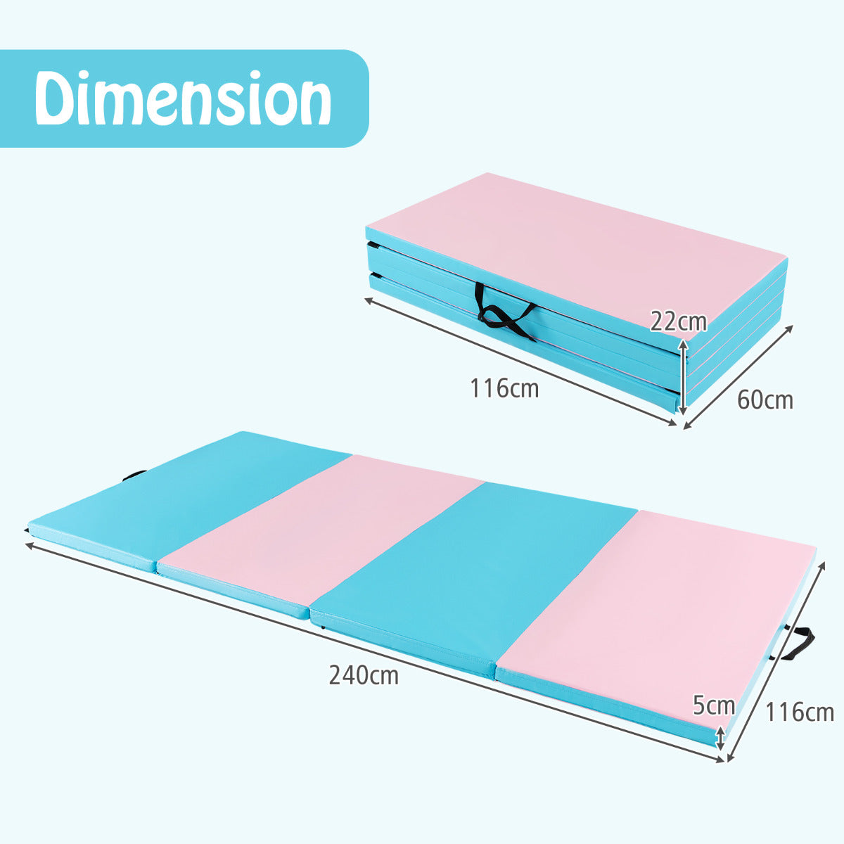Foldable Gymnastics Mat | Thick EPE Foam | Pink Purple PU Cover