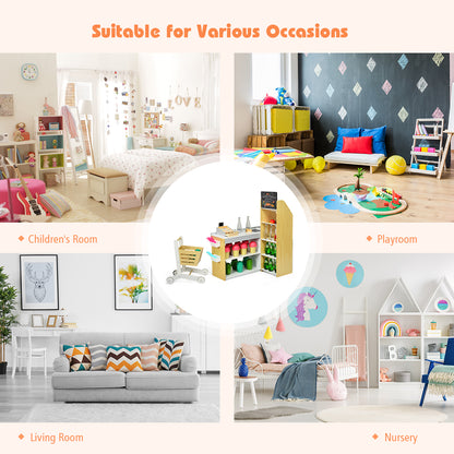 Wooden Supermarket Play Set | Multi-Color Grocery Store Toy