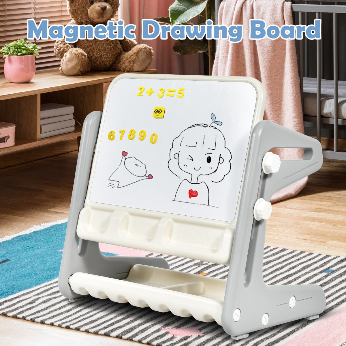 Kids Adjustable Drawing Table & Chair Set | Grey White