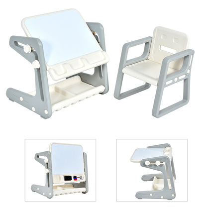 Kids Adjustable Drawing Table & Chair Set | Grey White