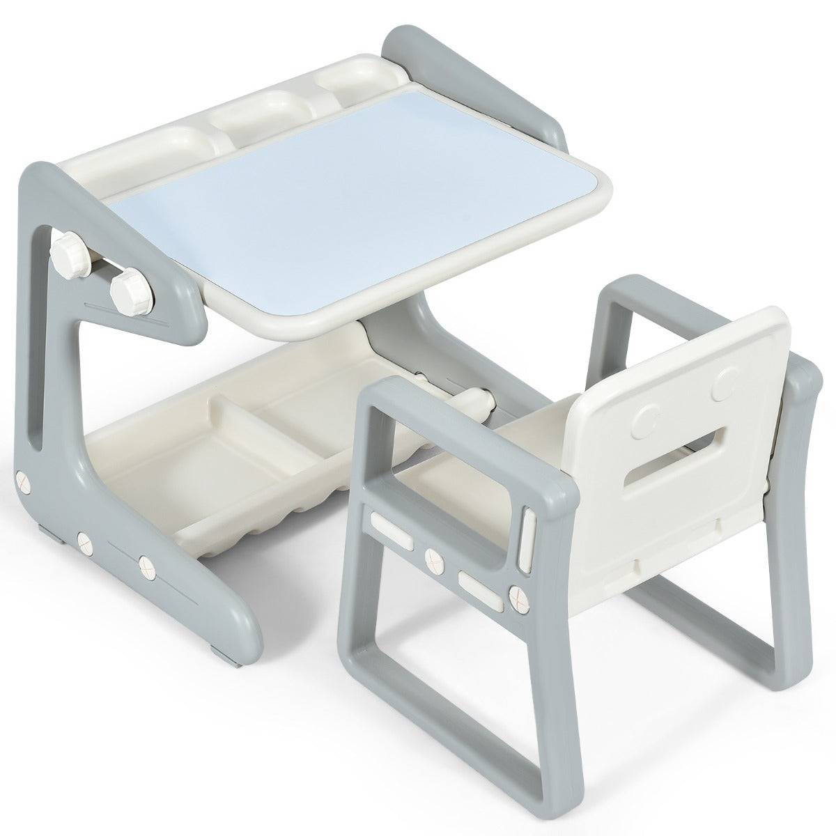 Kids Adjustable Drawing Table & Chair Set | Grey White