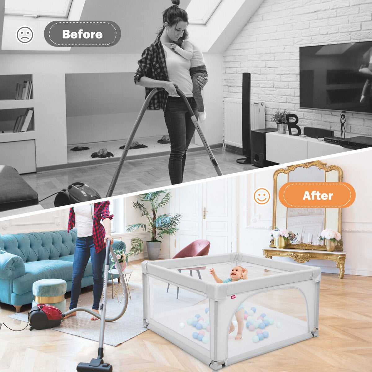 Playpen Baby Toddler Activity Fence Multicolor With 50 Ocean Balls