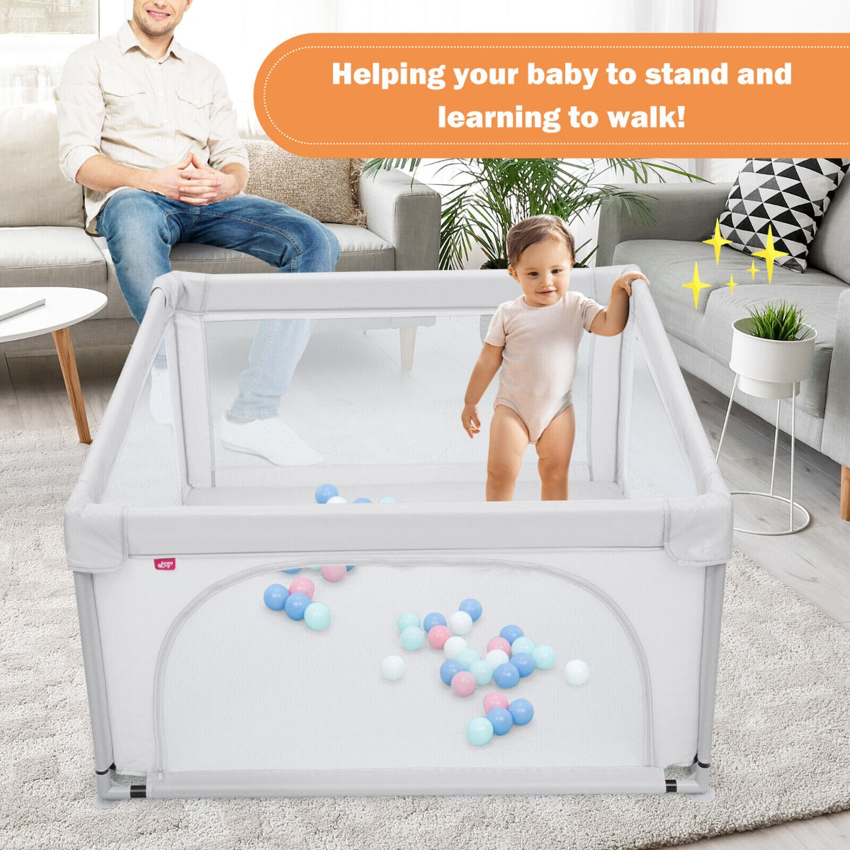 Playpen Baby Toddler Activity Fence Multicolor With 50 Ocean Balls