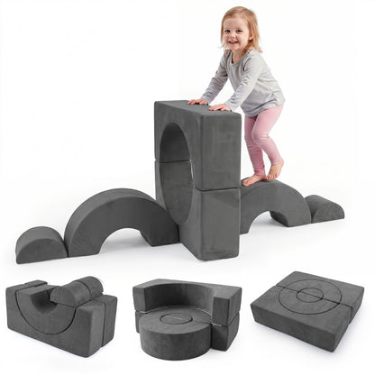 Grey Foam Climbing Block Set for Toddlers | 6-Piece Play Set