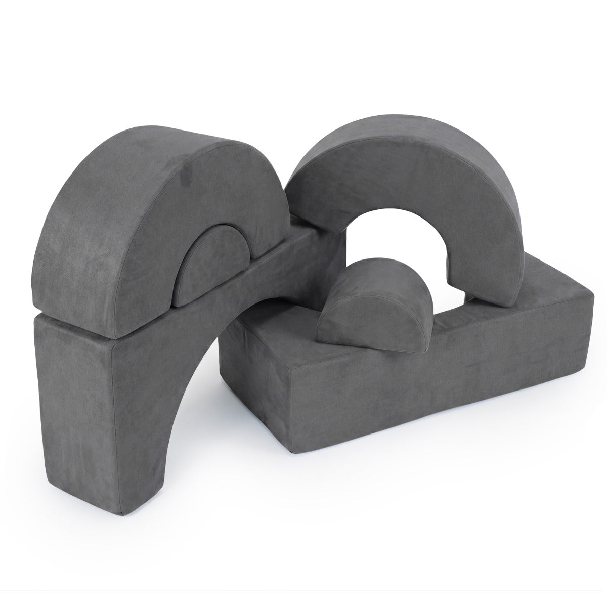 Grey Foam Climbing Block Set for Toddlers | 6-Piece Play Set