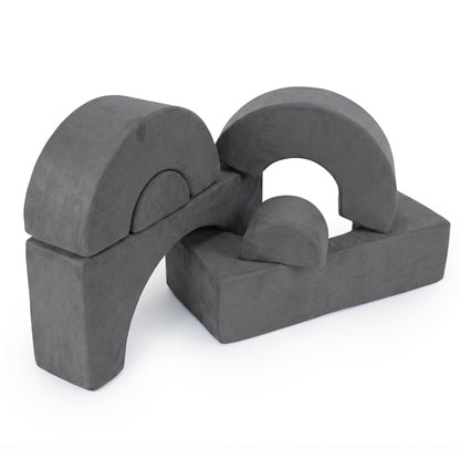 Grey Foam Climbing Block Set for Toddlers | 6-Piece Play Set