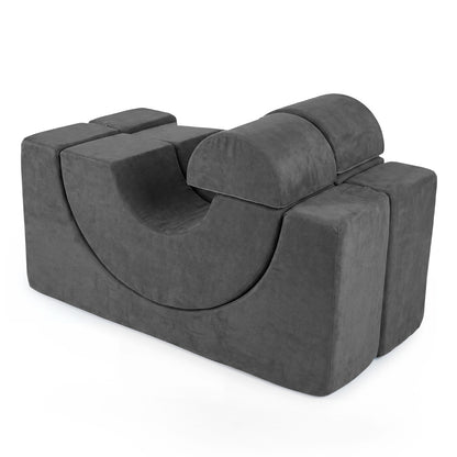 Grey Foam Climbing Block Set for Toddlers | 6-Piece Play Set