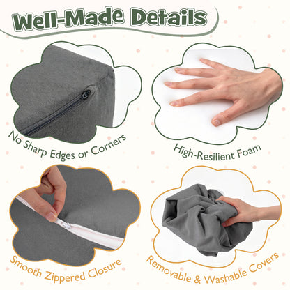 Grey Foam Climbing Block Set for Toddlers | 6-Piece Play Set