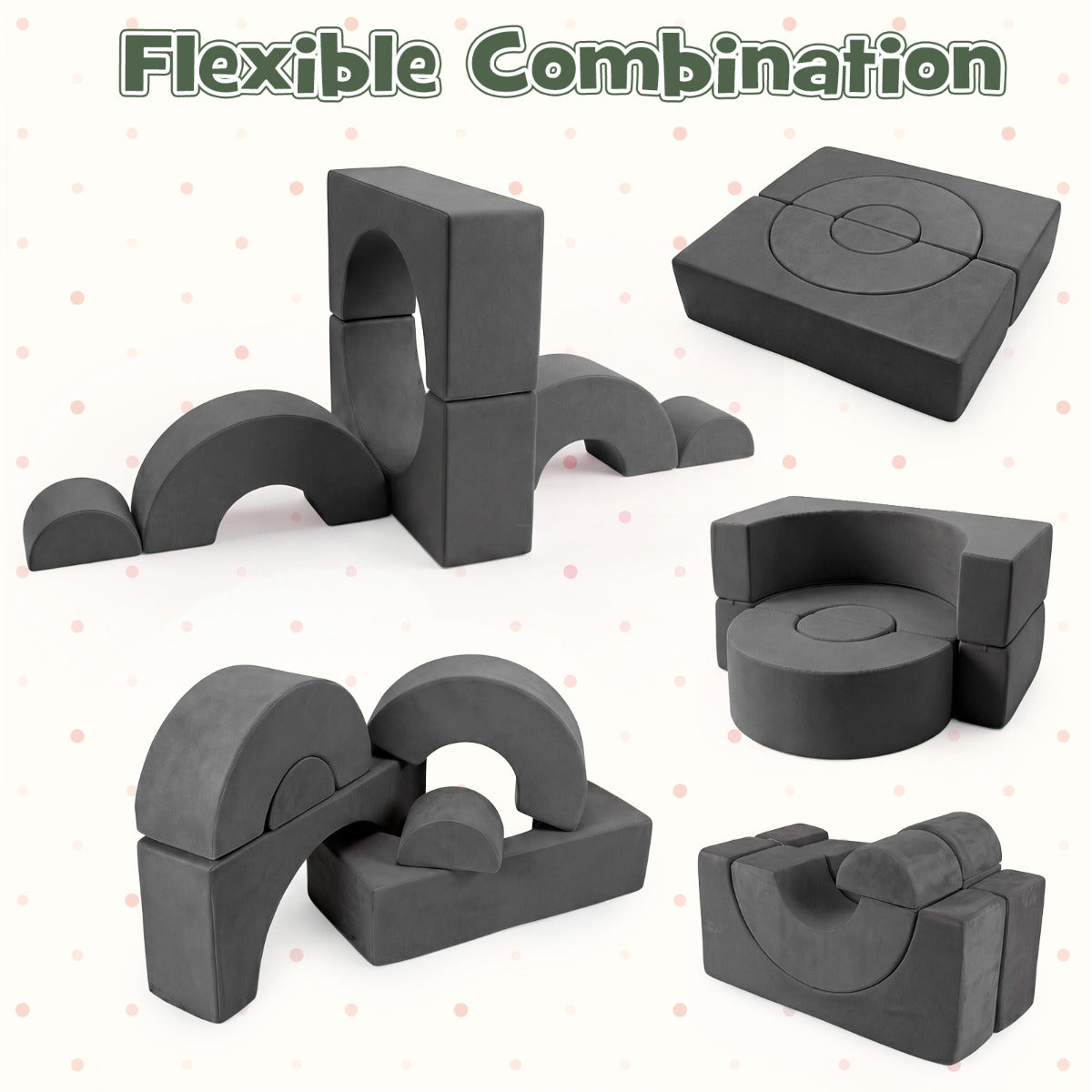 Grey Foam Climbing Block Set for Toddlers | 6-Piece Play Set
