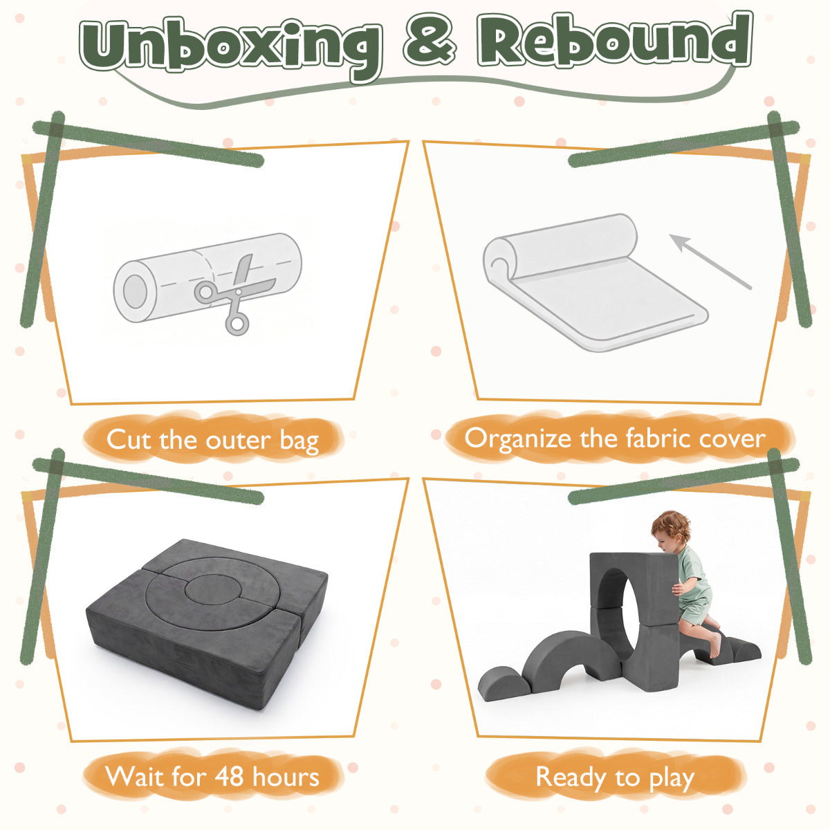 Grey Foam Climbing Block Set for Toddlers | 6-Piece Play Set