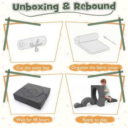 Grey Foam Climbing Block Set for Toddlers | 6-Piece Play Set