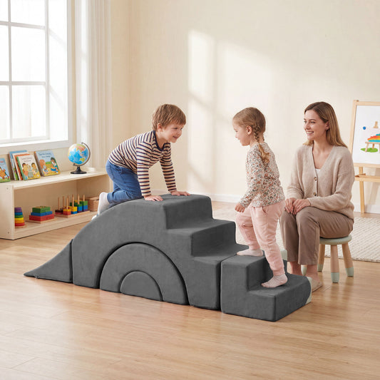 Grey Foam Climbing Blocks | 5-Piece Soft Play Set for Toddlers