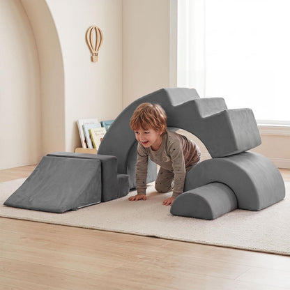 Grey Foam Climbing Blocks | 5-Piece Soft Play Set for Toddlers
