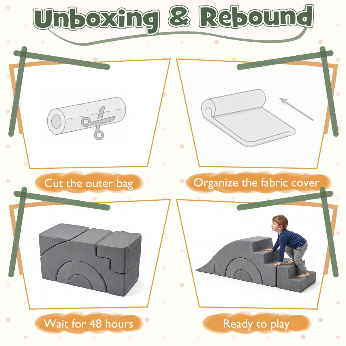 Grey Foam Climbing Blocks | 5-Piece Soft Play Set for Toddlers