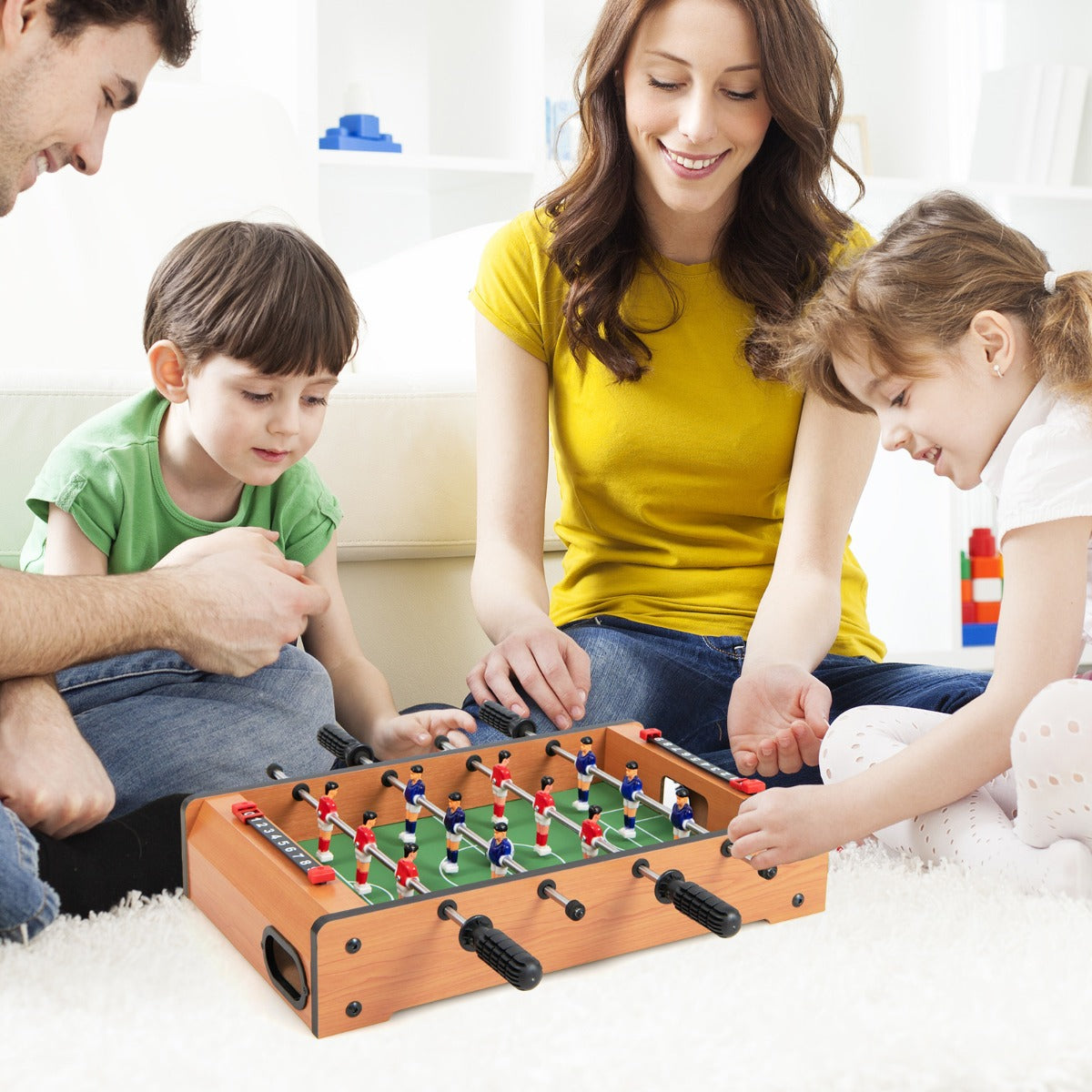 Mini Tabletop Foosball Soccer Game, 51cm portable kids football table for home game room.