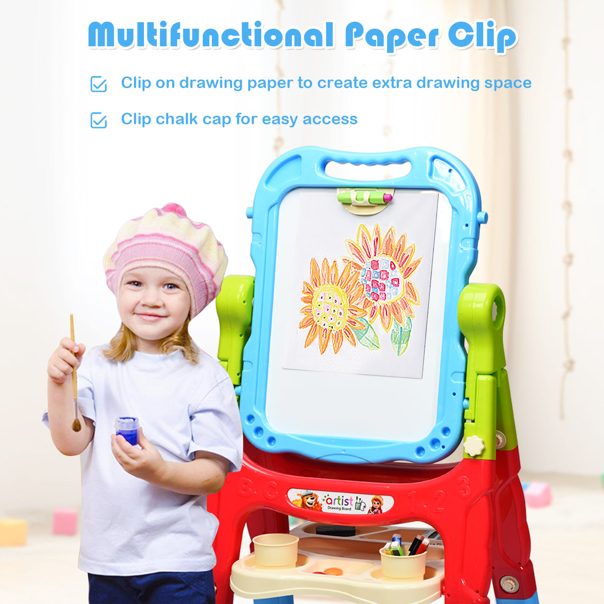 Blue Double Sided Chalkboard & Whiteboard Easel | Art Accessories