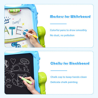 Blue Double Sided Chalkboard & Whiteboard Easel | Art Accessories