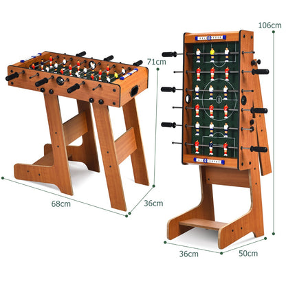 Compact, foldable foosball table set with accessories for kids and adults, ideal for home entertainment.