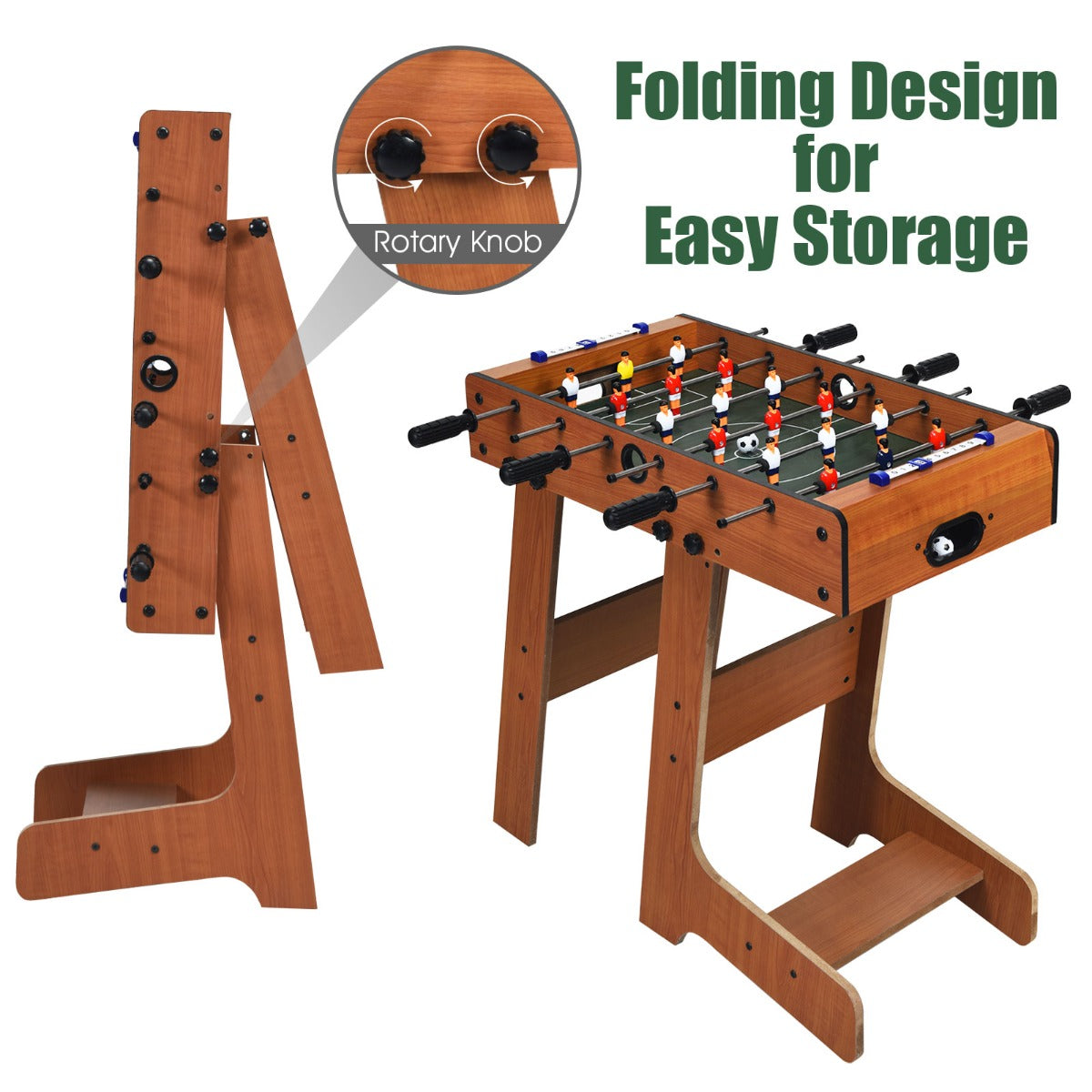 Portable folding foosball table set with accessories for kids and adults, perfect for family fun.