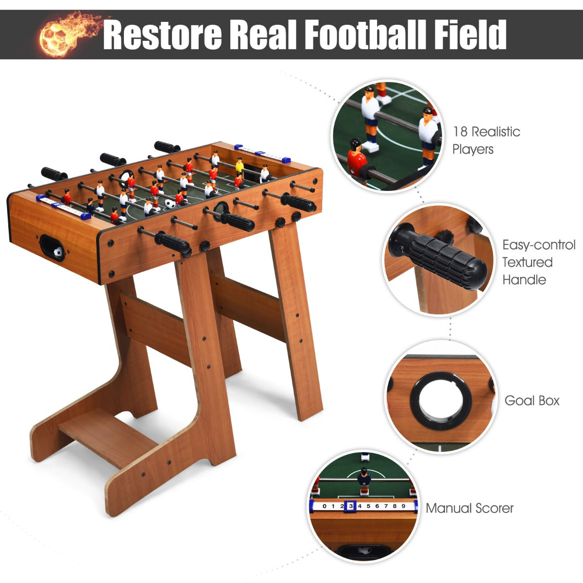 Compact foosball table set for kids and adults, ideal for portable indoor entertainment.