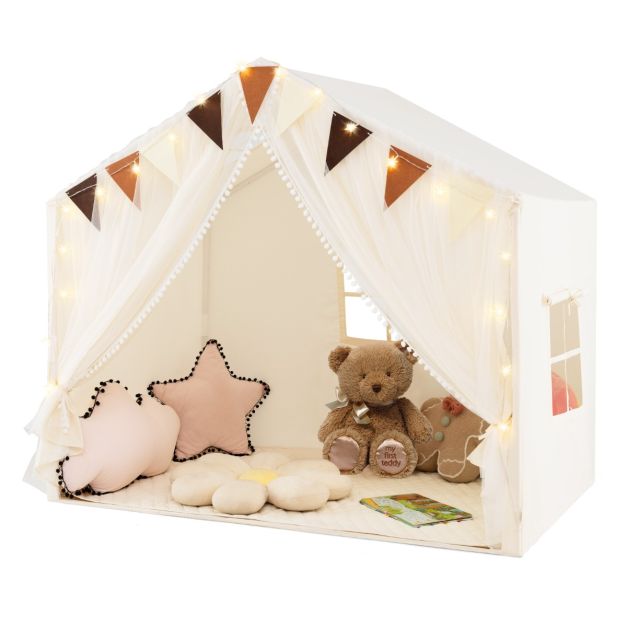 Kids Table Set, Climbing Triangle and Play Tent | White Beige
