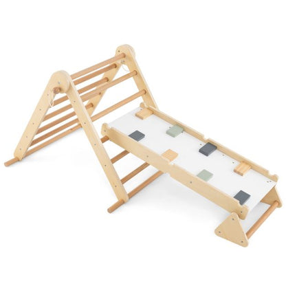 Kids Table Set, Climbing Triangle and Play Tent | White Beige