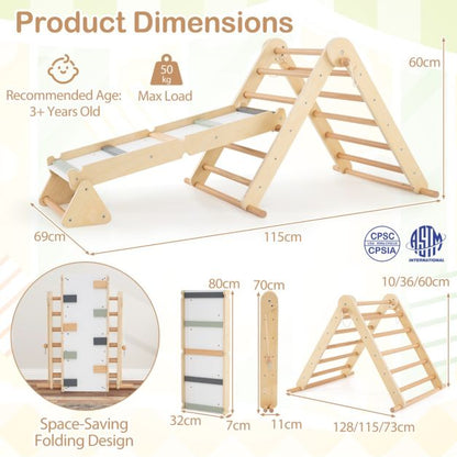 Kids Table Set, Climbing Triangle and Play Tent | White Beige