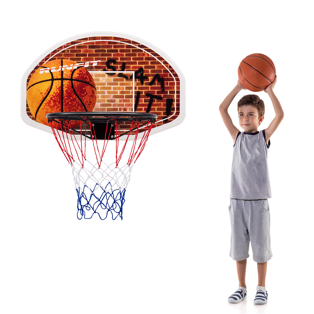 Wall-Mounted Basketball Backboard with Net for Indoor Play - Perfect for home fun and practice