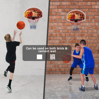 Wall-mounted basketball backboard with net ideal for indoor play, perfect for childrens home fun.