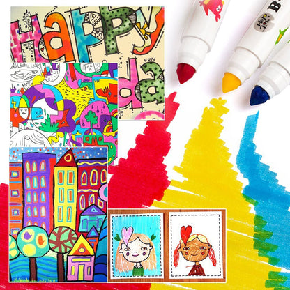 Colourful and washable marker set with 48 shades, perfect for childrens creative activities.