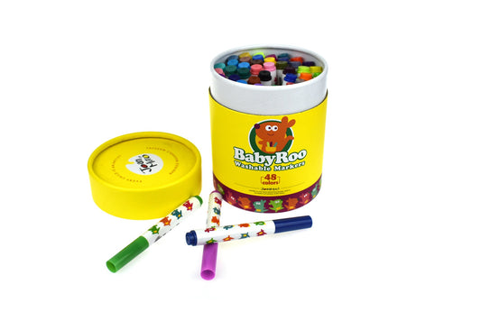 48-color washable markers for kids, perfect for creative play and easy cleanup at home.