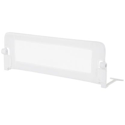 Adjustable white mesh bed rail guard for toddler safety, perfect for childproofing at home.